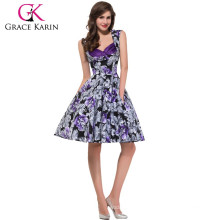 Grace Karin Ladies Newest Design Flower Printed Cotton Vintage Pinup Dresses CL008901-9